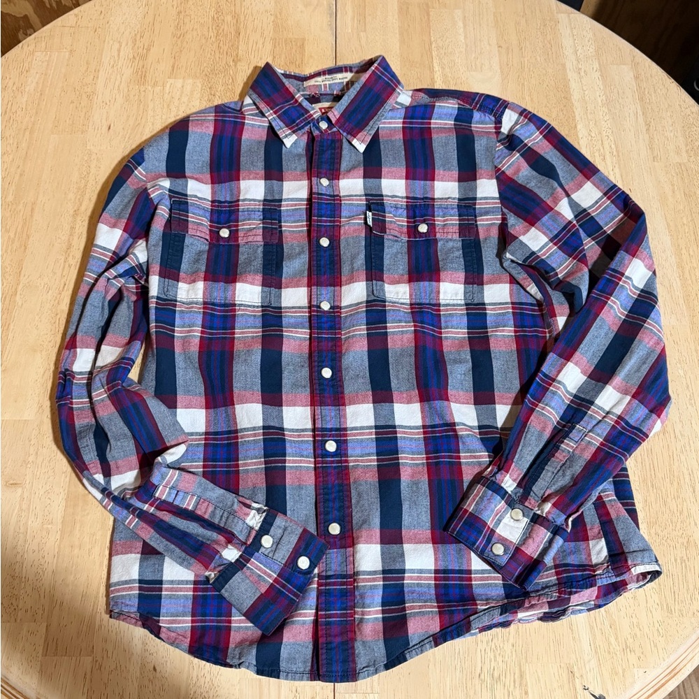 Levi's Plaid Pearl Snap Shirt - Medium